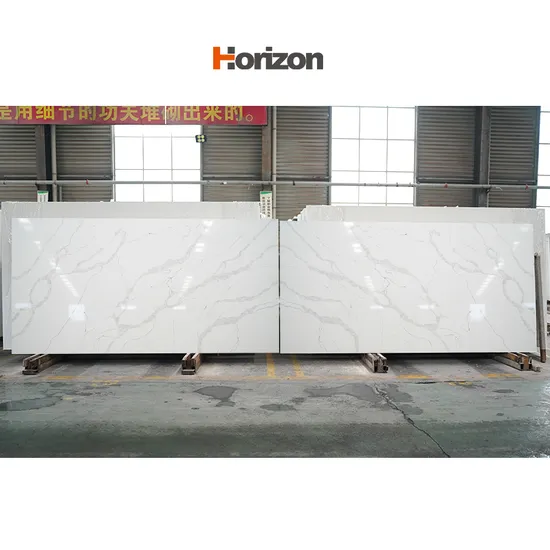Calacatta White Artificial Engineered Quartz Stone Slab Kitchen Countertop