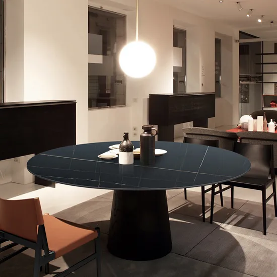 Modern Style Villa Kitchen Furniture Stone Table Leather Chair Suit 