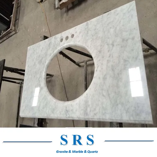 Polished Marble Vanity Top White Carrara for Bathroom 