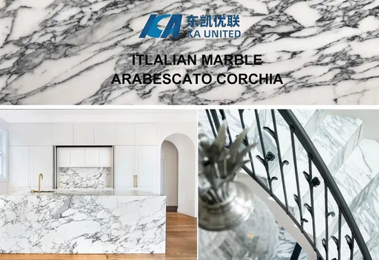 Fabricated Arabescato Corchia White Marble Bathroom Vanity Tops 