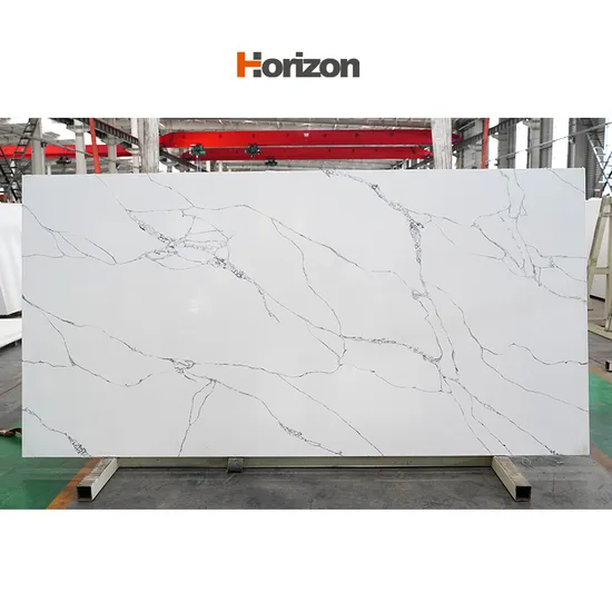 Quartz Stone Slab Stone Panel Cuarzo Lamina Artificial Calacatta White 