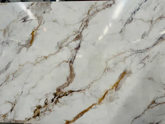 Factory Price Artificial Engineered Solid Surface 3D Ink Printed White/Black/Beige/Grey Calacatta Marble Quartz Quartzite Stone for Slabs, Countertop 