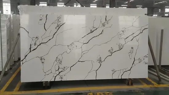White Artificial Quartz Stone Slab with Natural Veins 
