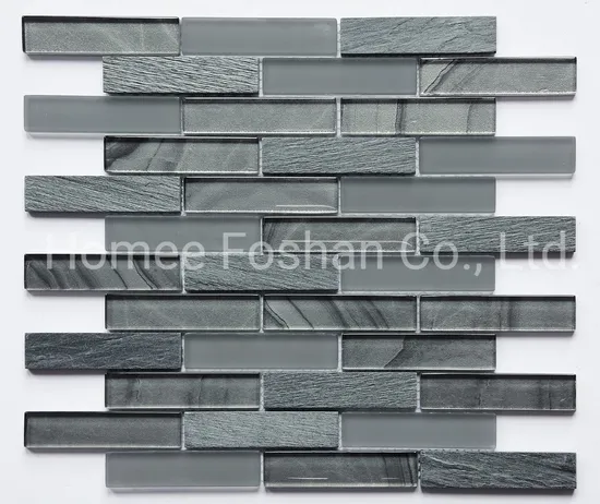 New Design Dark Grey Metallic Glass Mosaic Marble Tile for Backsplash Wall Tile Sample Customization 