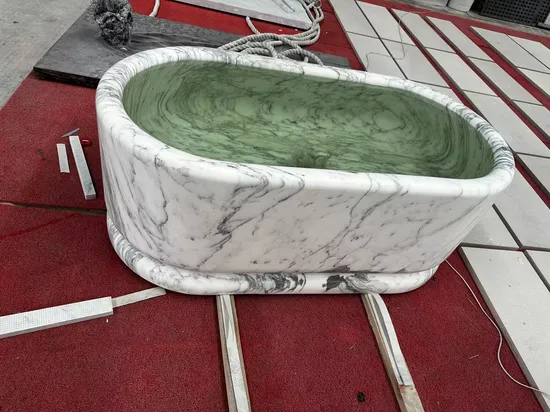 Nature Stone Arabesque White Marble Bathtub for Bathroom 