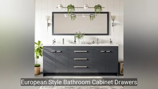 European Style Bathroom Cabinet Drawers Solid Wood Double Sink Sintered Stone Countertop Frame Mirror Bath Vanity Home Furniture 