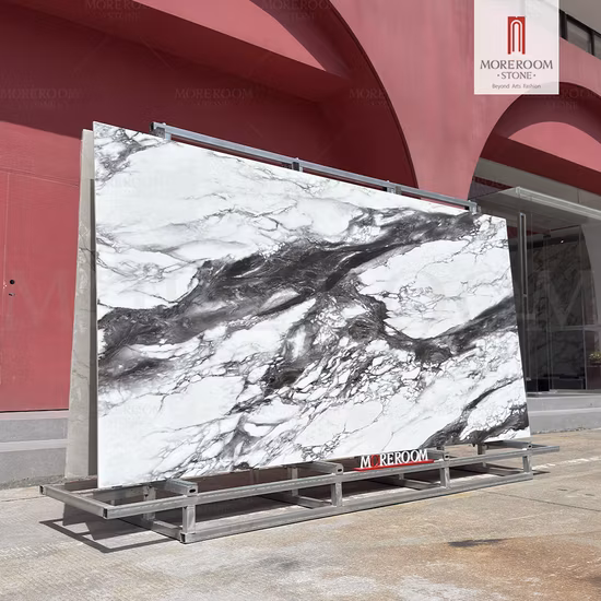 Sample Customization Luxury 12mm Large Size Panda White Marble Slabs Villa Porcelain Tile on Slae