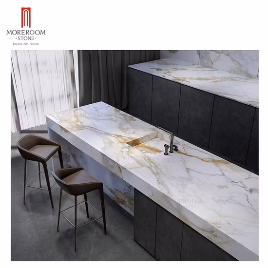 Interior Decoration Calacatta Gold Marble Large Format Big Size Porcelain Wall/Floor/Countertop Tiles Sintered Stone Slab