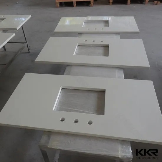 Modern Design Solid Surface Bathroom Cabinets Vanity Top with Hole 