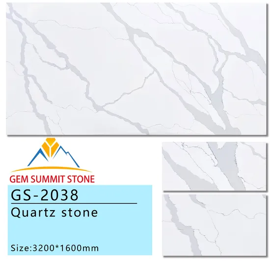 Calacatta Quartz Slabs Kitchen Island Counter Top Prefab 